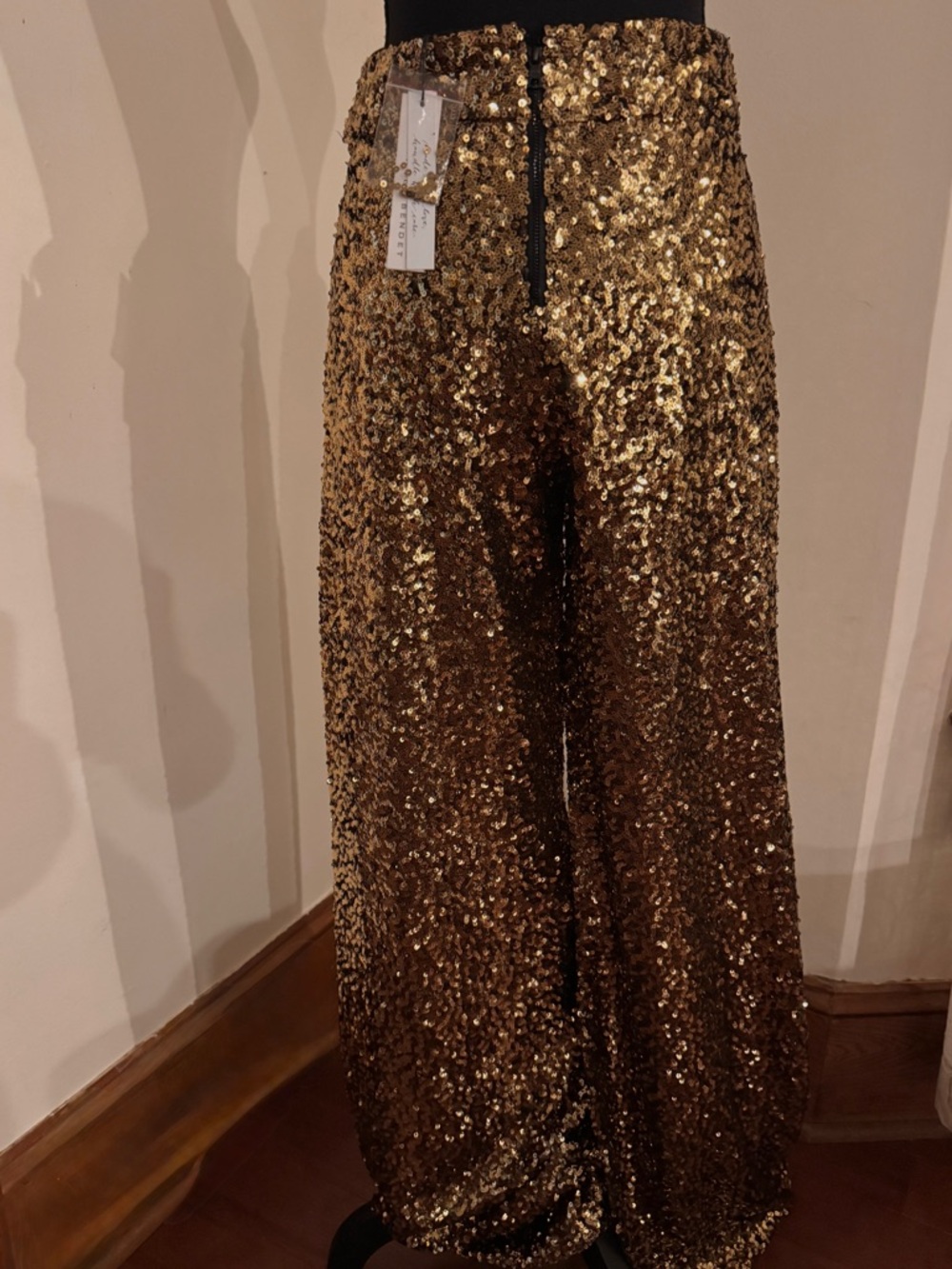 Alice + Olivia Gold and Black Sequin Trousers - Picture 4 of 5